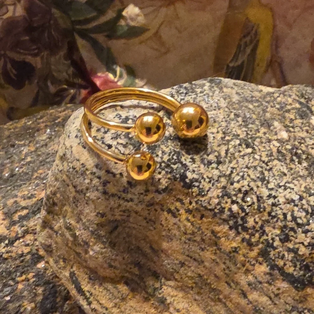 Anthropologie Ball Sphere Adjustable Ring 18k Gold Plated | NWOT